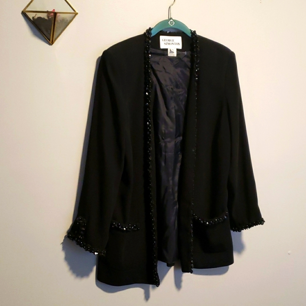 Black vintage beaded black blazer.